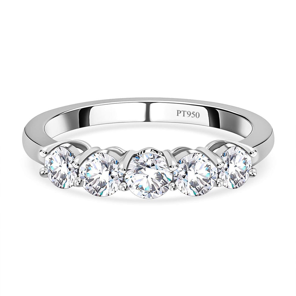 One Time Deal Only - SGL Certified & Appraised 950 Platinum Diamond 5 Stone Ring 1.00 Ct.