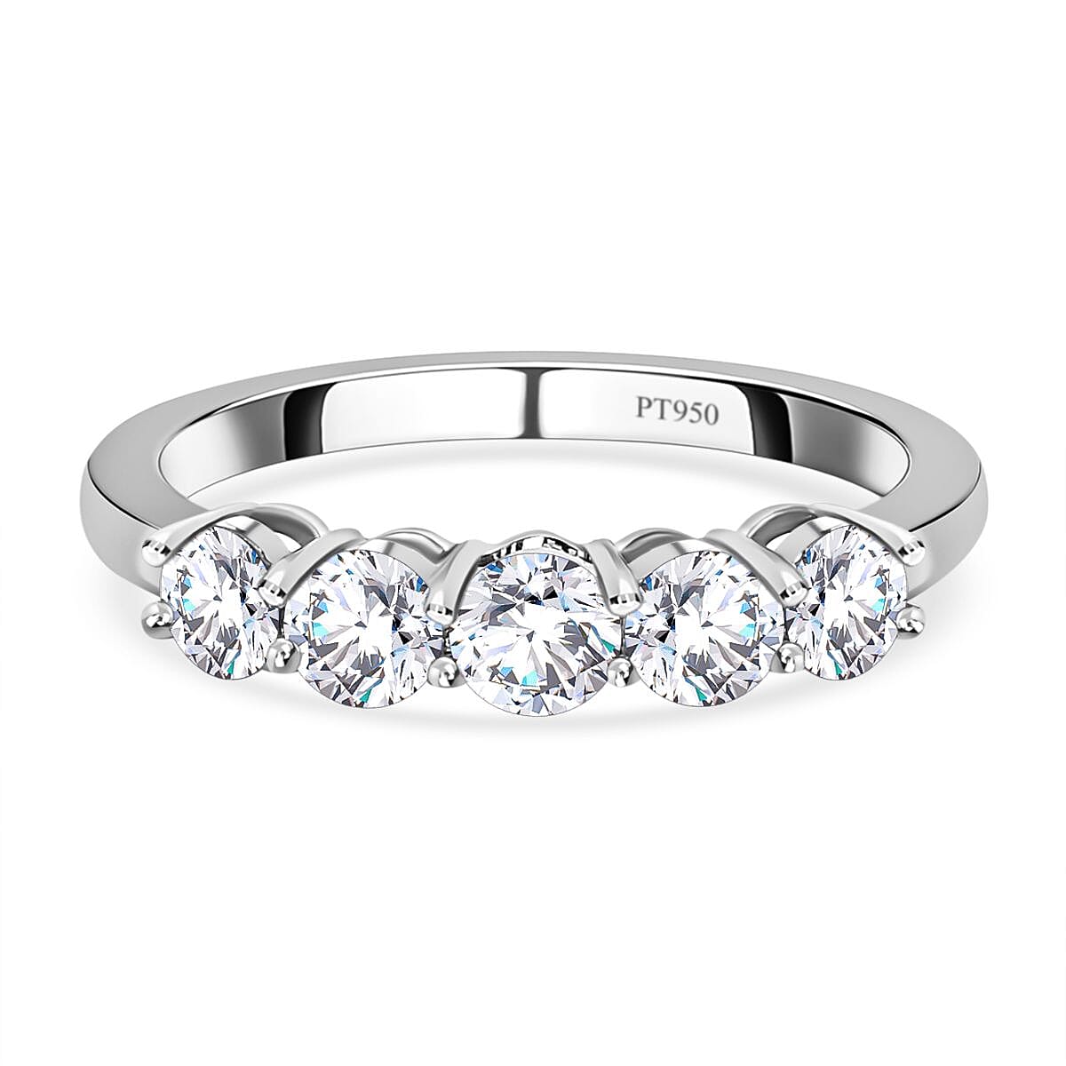 Biggest Close Out- 950 Platinum Certified Diamond (I1-I2-G-H) 5 Stone Wedding Engagement Ring 1.00 Ct. V32631280 0