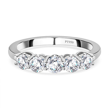 Biggest Close Out- 950 Platinum Certified Diamond (I1-I2-G-H) 5 Stone Wedding Engagement Ring 1.00 Ct. V32652856 1