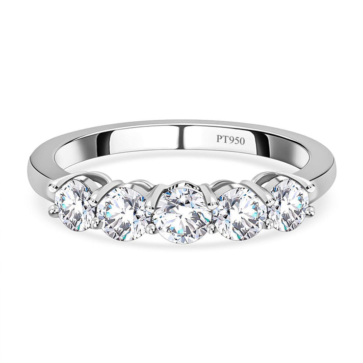 Biggest Close Out- 950 Platinum Certified Diamond (I1-I2-G-H) 5 Stone Wedding Engagement Ring 1.00 Ct. 7555562 1