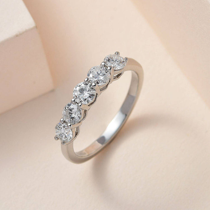 Biggest Close Out- 950 Platinum Certified Diamond (I1-I2-G-H) 5 Stone Wedding Engagement Ring 1.00 Ct. 7555562 2