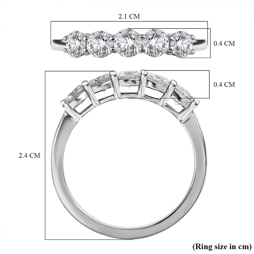 One Time Deal Only - SGL Certified & Appraised 950 Platinum Diamond 5 Stone Ring 1.00 Ct.
