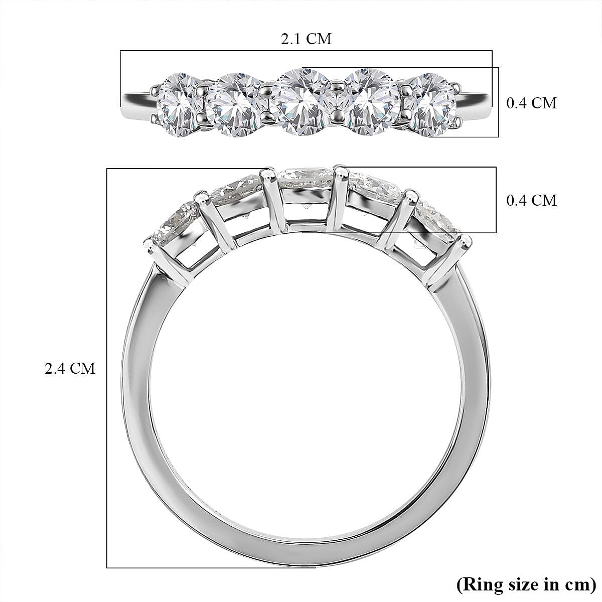 Biggest Close Out- 950 Platinum Certified Diamond (I1-I2-G-H) 5 Stone Wedding Engagement Ring 1.00 Ct. V32631280 6