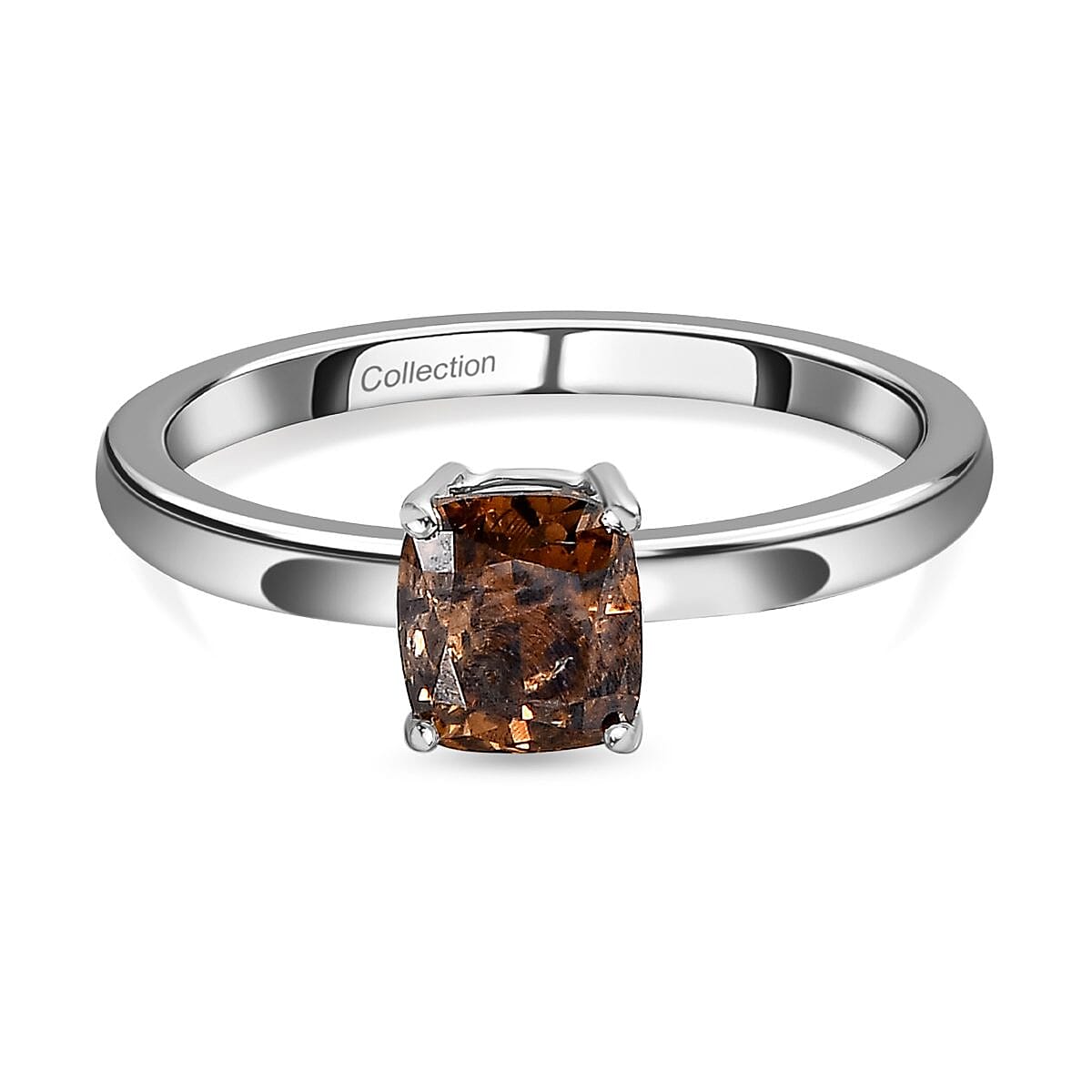 950 Platinum SGL Certified Natural Champagne Diamond (I1) Solitaire Wedding Band Ring 1.00 Ct. 7258562 1