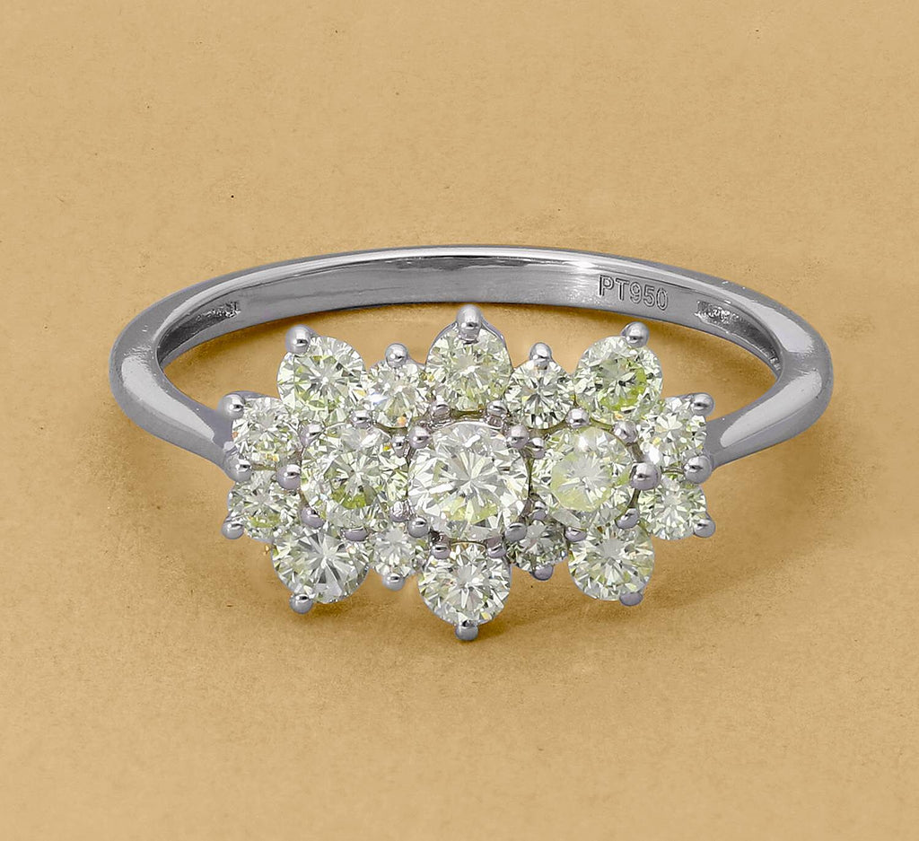 Signature Collection 950 Platinum SGL Certified Natural Yellow Diamond (SI) Boat Ring 1.00 Ct.