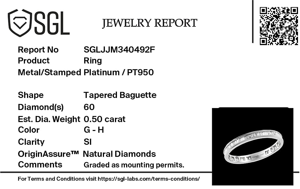 Signature Collection 950 Platinum SGL Certified Diamond (SI-G-H) Ring 0.50 Ct. 7516404 6