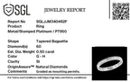 950 Platinum  I1  White Diamond  GH, I1 Band Ring 0.49 ct,  Platinum Wt. 2.7 Gms  0.490  Ct.