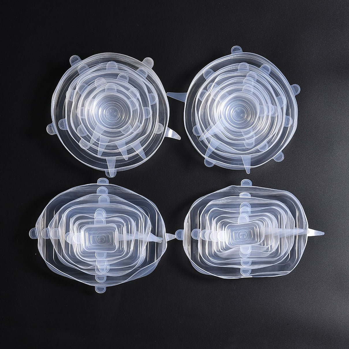 Set of 24 Air Tight Stretchable Silicone Lids - 12xRound, 12xRectangle 7545023 0