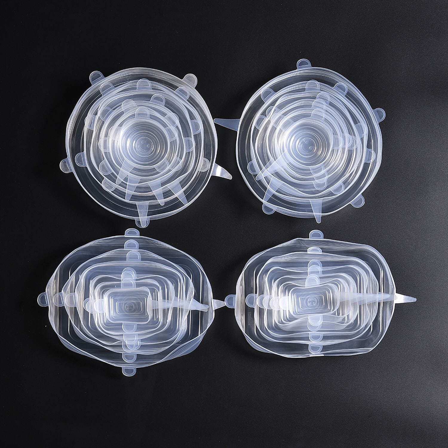 Set of 24 Air Tight Stretchable Silicone Lids - 12xRound, 12xRectangle 7545023 0