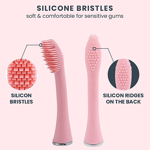 Â Silicone Electric Toothbrush with 3 Toothbrush Heads - Pink 6124745 2