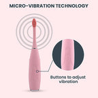 Silicone Sonic Toothbrush with USB Charging Cable with 3 Interchangeable Heads (Size 20x3x3Cm) - Pink