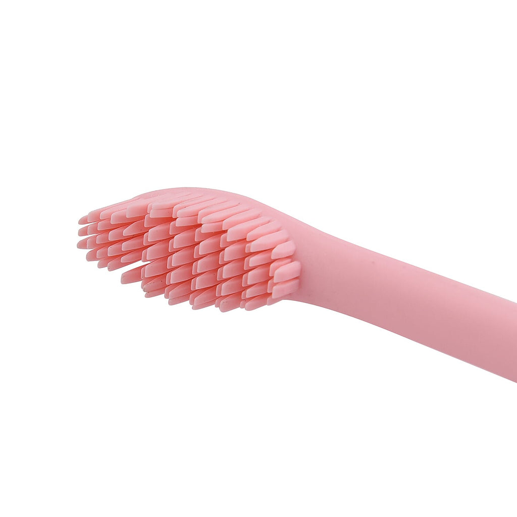 Silicone Sonic Toothbrush with USB Charging Cable with 3 Interchangeable Heads (Size 20x3x3Cm) - Pink