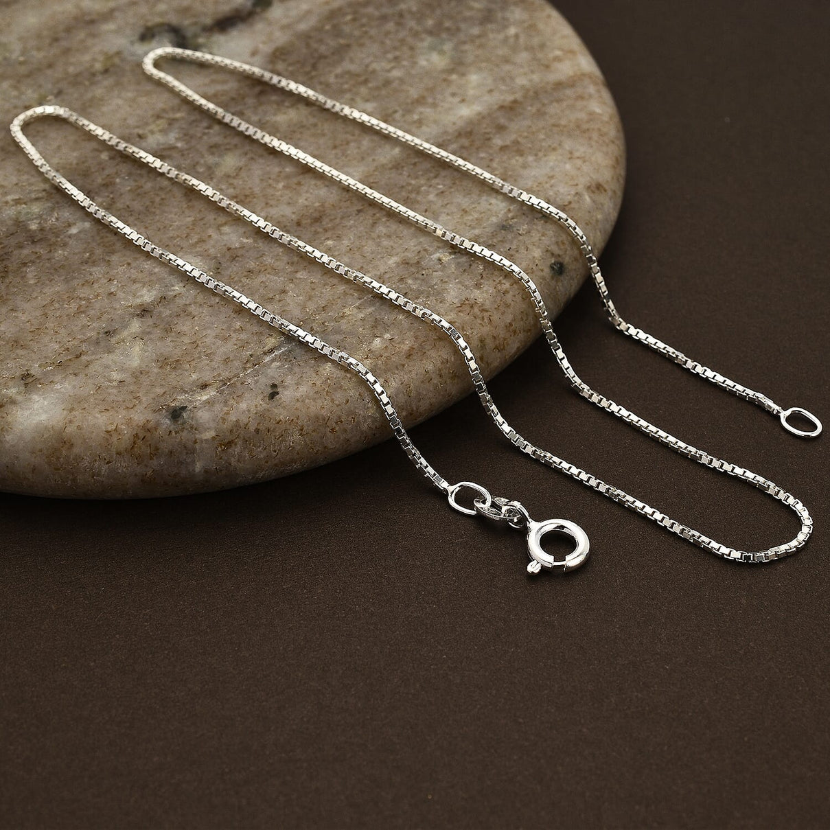 Silver 0.9 MM Box Chain with Spring Ring Clasp 15 Inch Polished, 2 Gms 8105424 1