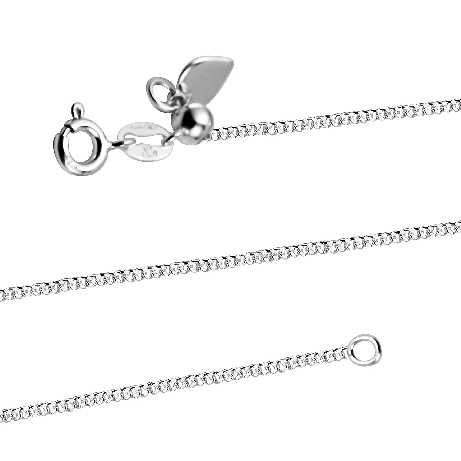 Silver 1.2 MM Curb Chain with Adjustable Clasp 22 Inch Polished, 2.4 Gms 8105683 2