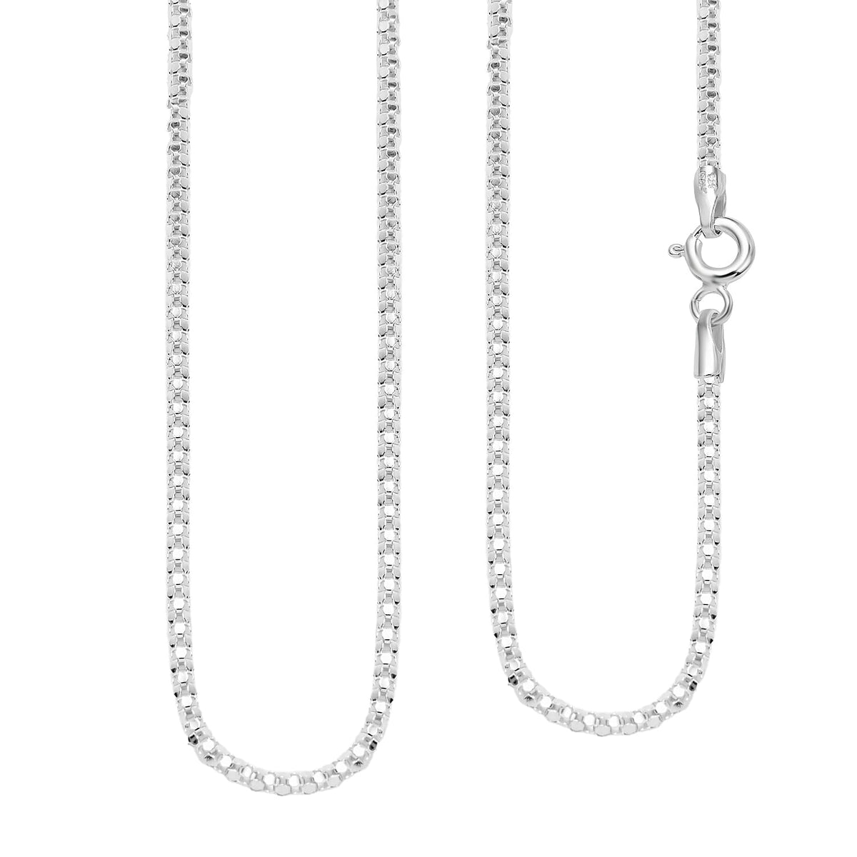 Silver 1.2 MM Popcorn Chain with Spring Ring Clasp 16 Inch Polished, 1.8 Gms 8105471 0