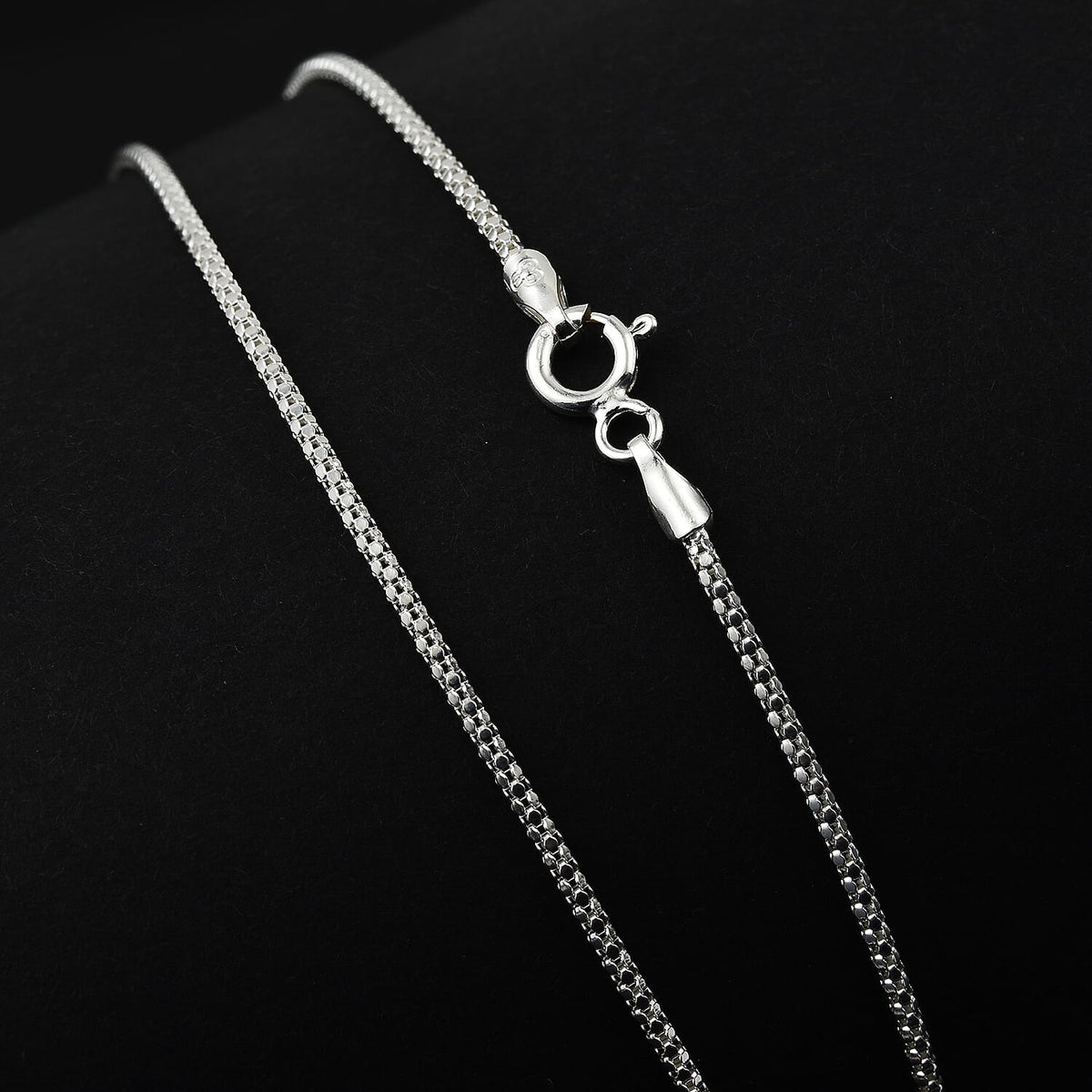 Silver 1.2 MM Popcorn Chain with Spring Ring Clasp 16 Inch Polished, 1.8 Gms 8105471 1