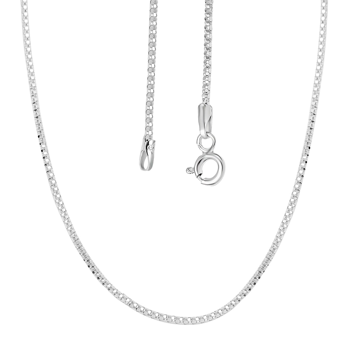 Silver 1.2 MM Popcorn Chain with Spring Ring Clasp 16 Inch Polished, 1.8 Gms 8105471 3