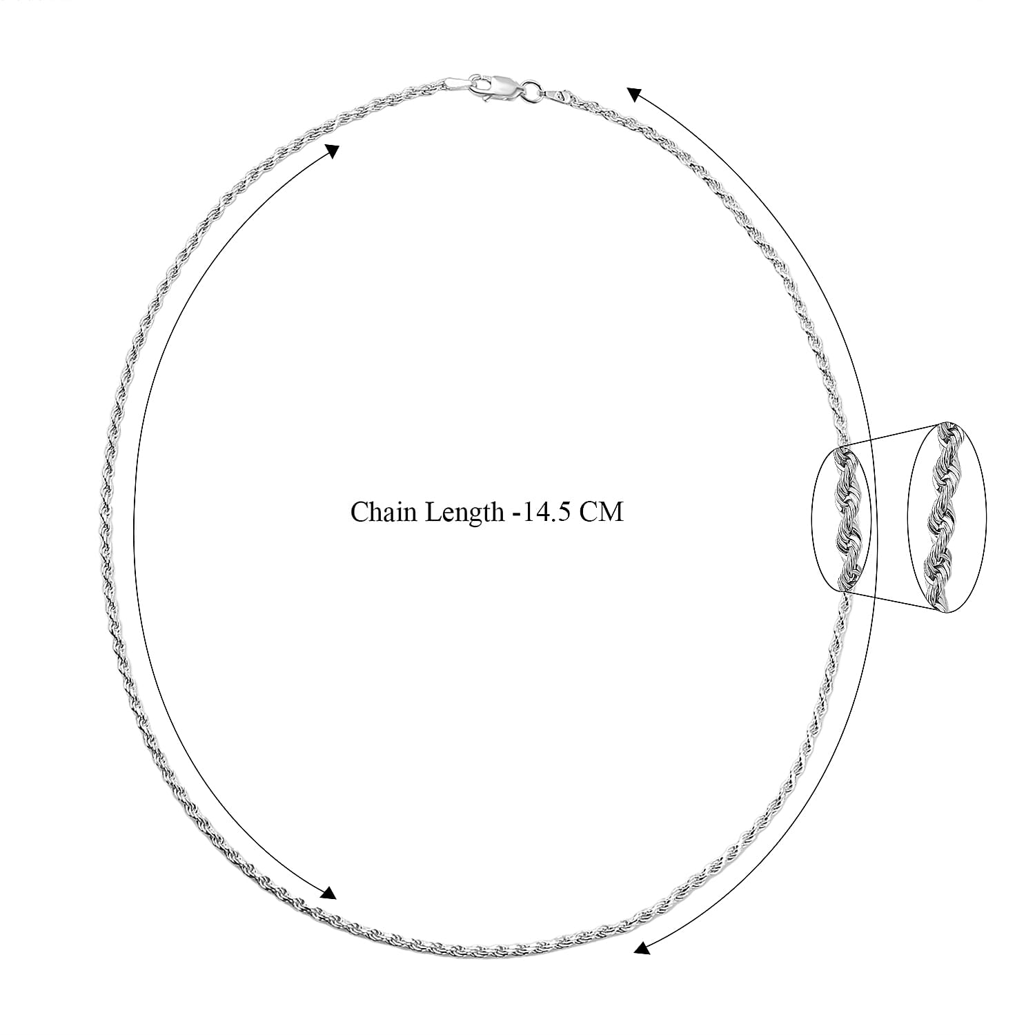 Silver 1.8 MM Rope Chain with Lobster Clasp 16 Inch Polished, 5.2 Gms 8105613 4