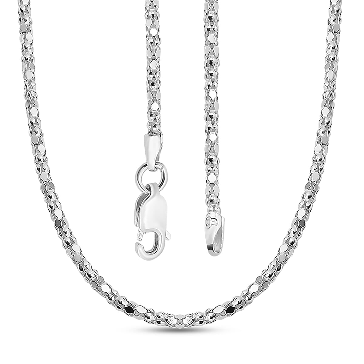 Silver 1.9 MM Popcorn Chain with Lobster Clasp 20 Inch Polished, 3.7 Gms 8105529 3