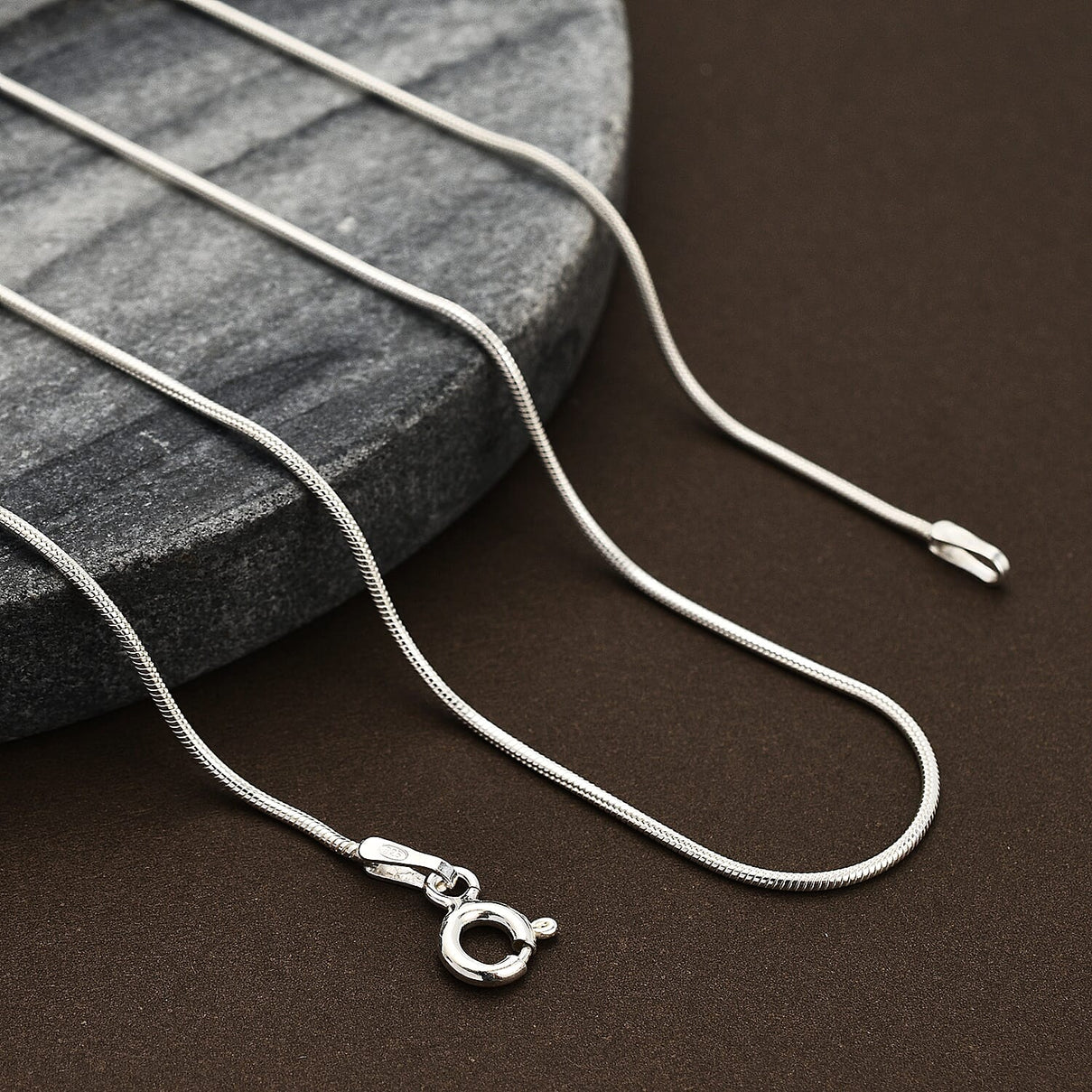 Silver 1 MM Snake Chain with Spring Ring Clasp 24 Inch Polished, 3.9 Gms 8104752 1