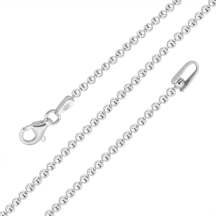 Silver 2 MM Ball Chain with Spring Ring Clasp 20 Inch Polished, 5.9 Gms 8104754 2