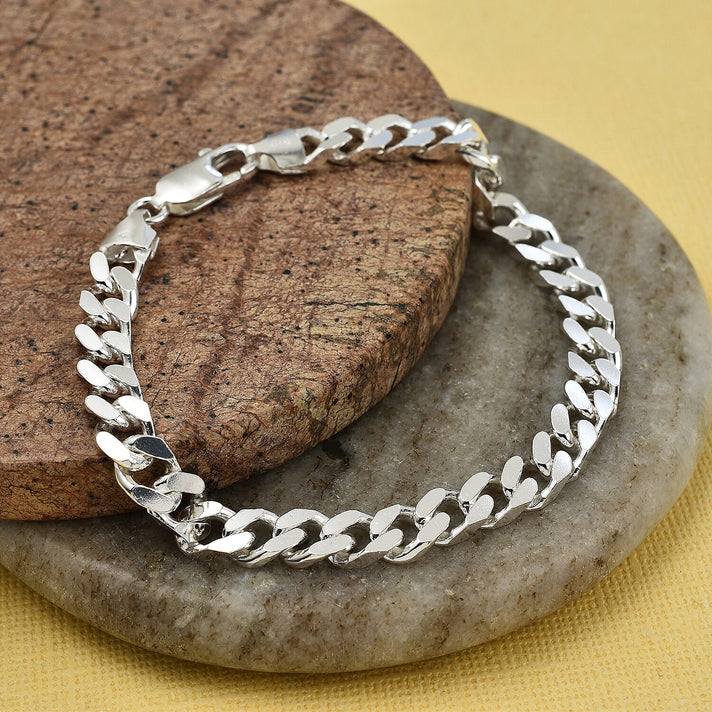 Silver 6.5 MM Curb Bracelet with Lobster Clasp 8 Inch Polished, 17.4 Gms 8104736 2