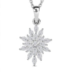 Simulated Diamond Floral Pendant with Stainless Steel Chain (Size - 20) in Sterling Silver