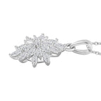 Simulated Diamond Floral Pendant with Stainless Steel Chain (Size - 20) in Sterling Silver