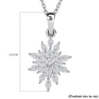 Simulated Diamond Floral Pendant with Stainless Steel Chain (Size - 20) in Sterling Silver