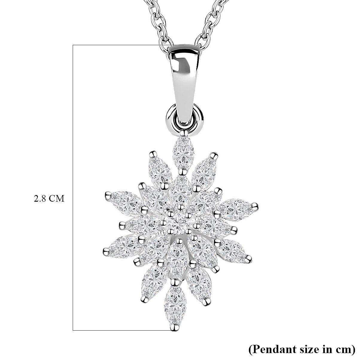 Simulated Diamond Floral Pendant with Stainless Steel Chain (Size - 20) in Sterling Silver 4401353 6