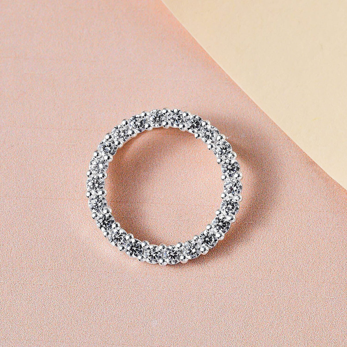 Simulated Diamond Circle Pendant in Sterling Silver with Free Chain 4401841 2