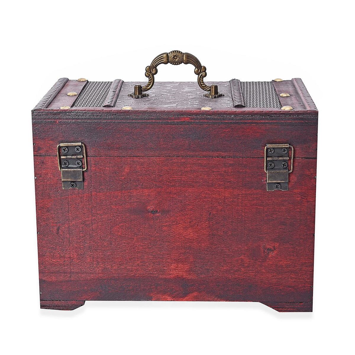 Silver Floral Embossed 3 Layer Jewellery Box with Inside Mirror,Top Removable Tray and a Pull out Drawer 3435052 3