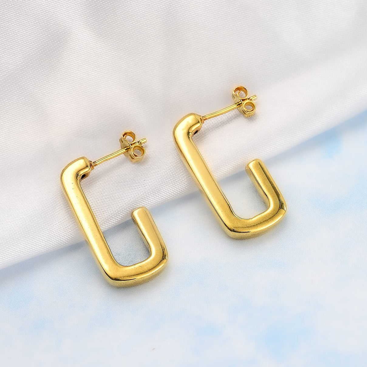 Silver Hoop Earrings with Push Back Clasp Polished, 2.1 Gms 8104696 1