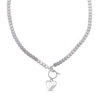 Natural Hematite Heart Charm Necklace With Toggle Clasp (Size - 21) 136.00 Ct.