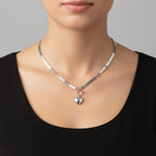 Natural Hematite Heart Charm Necklace With Toggle Clasp (Size - 21) 136.00 Ct.