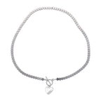 Natural Hematite Heart Charm Necklace With Toggle Clasp (Size - 21) 136.00 Ct.