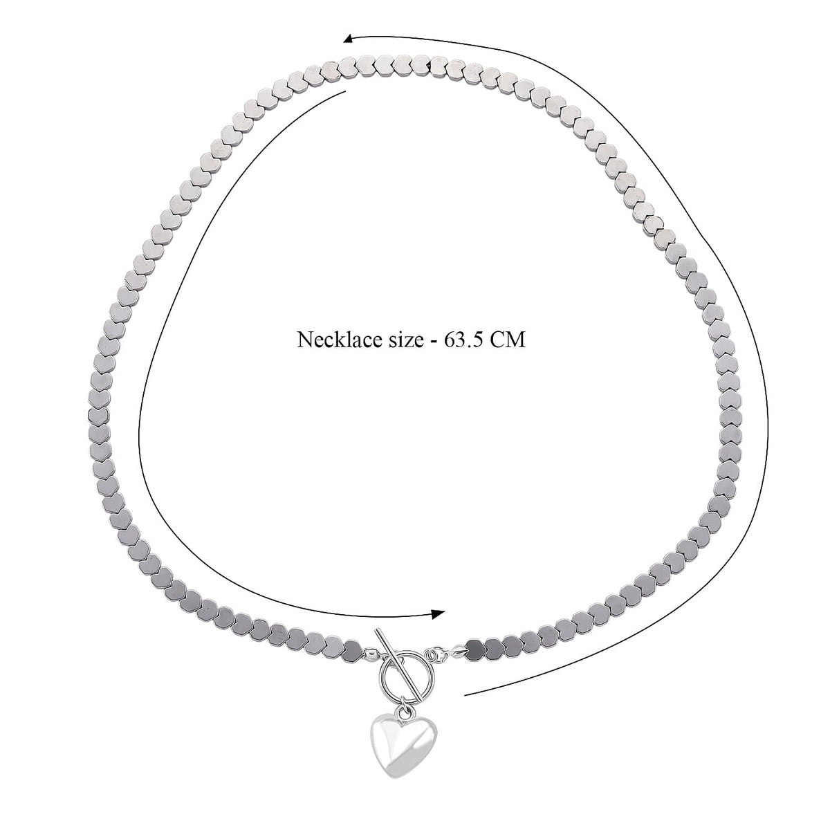 Natural Hematite Heart Charm Necklace With Toggle Clasp (Size - 21) 136.00 Ct. 8319712 6