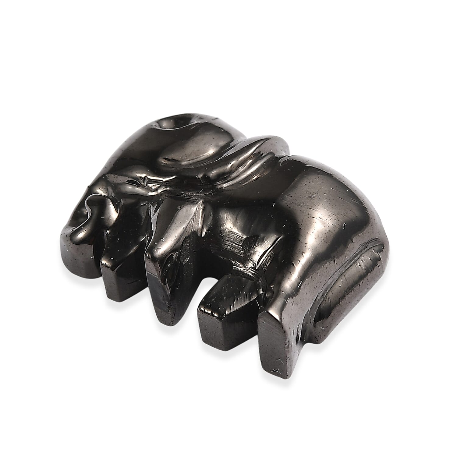 Silver Shungite Elephant Carved Figurine 7.59 Ct. V32529118 3