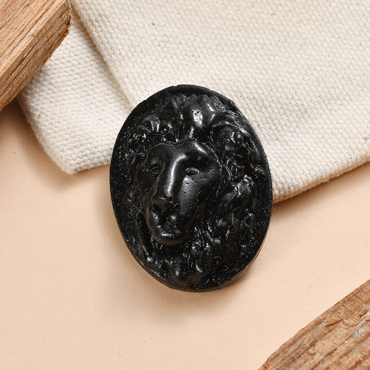 Silver Shungite with Lion Carving 31.38 Ct. 8322824 2