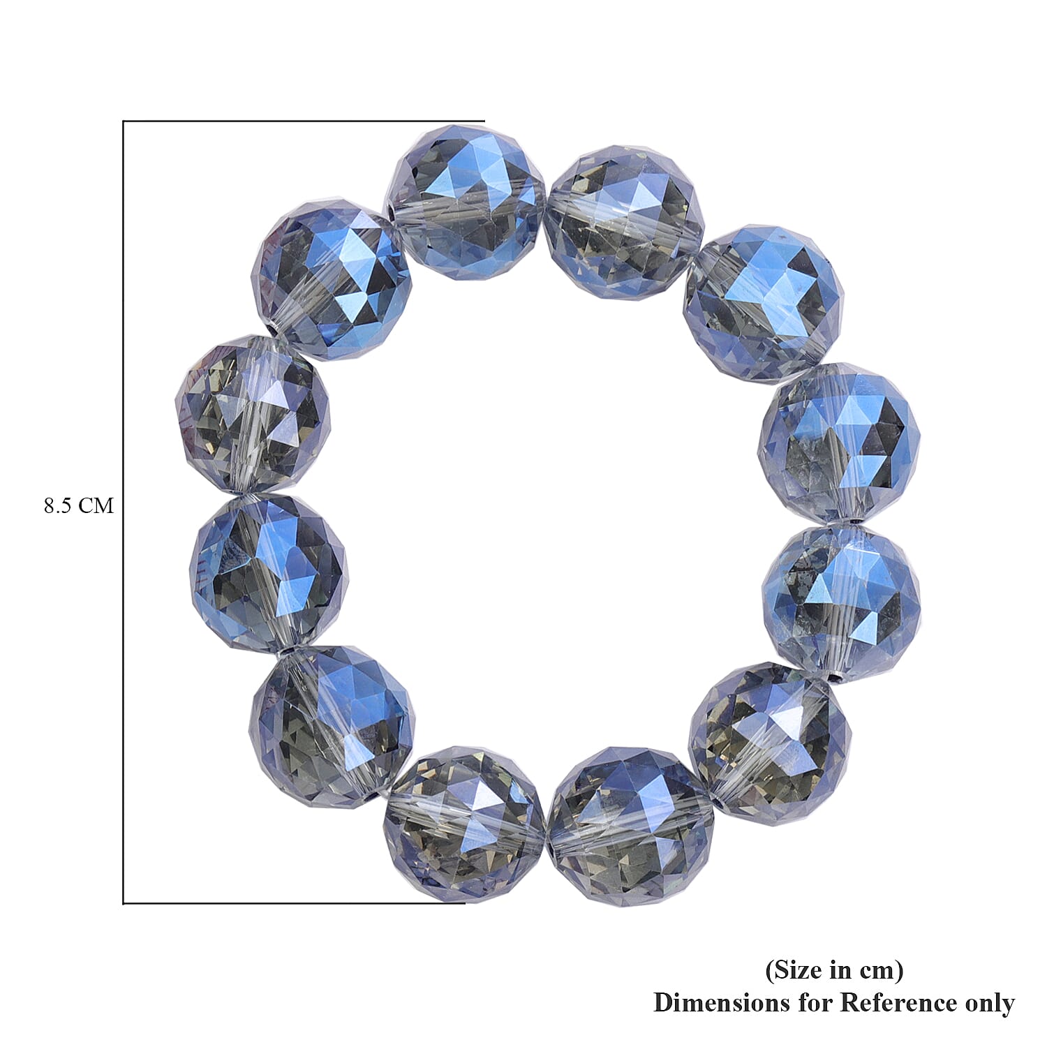 Simulated Blue AB Crystal Stretchable Beads Bracelet (Size - 7) 6006829 5
