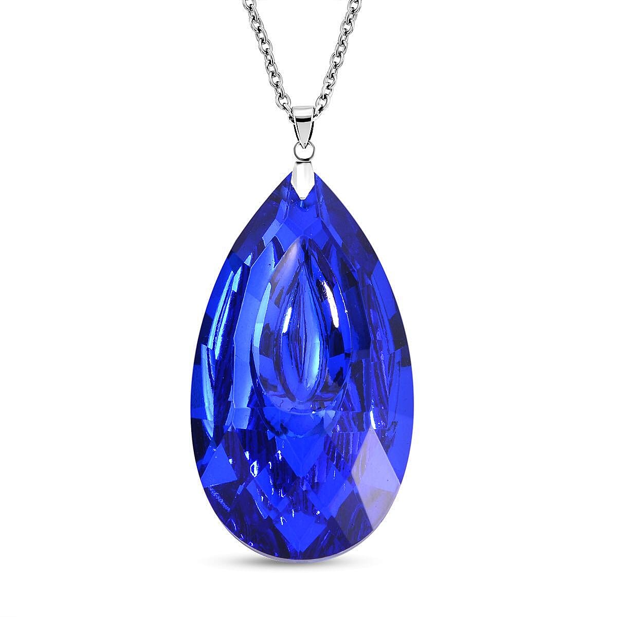 Simulated Blue Sapphire Teardrop Pendant with Chain (Size 24) 4233492 0
