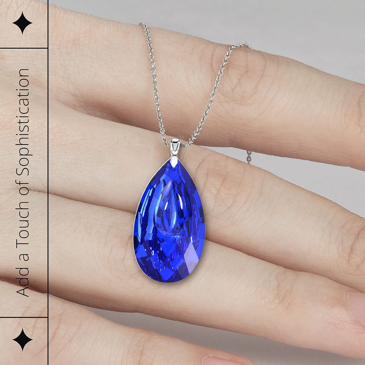 Simulated Blue Sapphire Teardrop Pendant with Chain (Size 24) 4233492 3