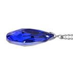 Simulated Blue Sapphire Teardrop Pendant with Chain (Size 24)