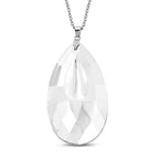Simulated Blue Sapphire Teardrop Pendant with Chain (Size 24)