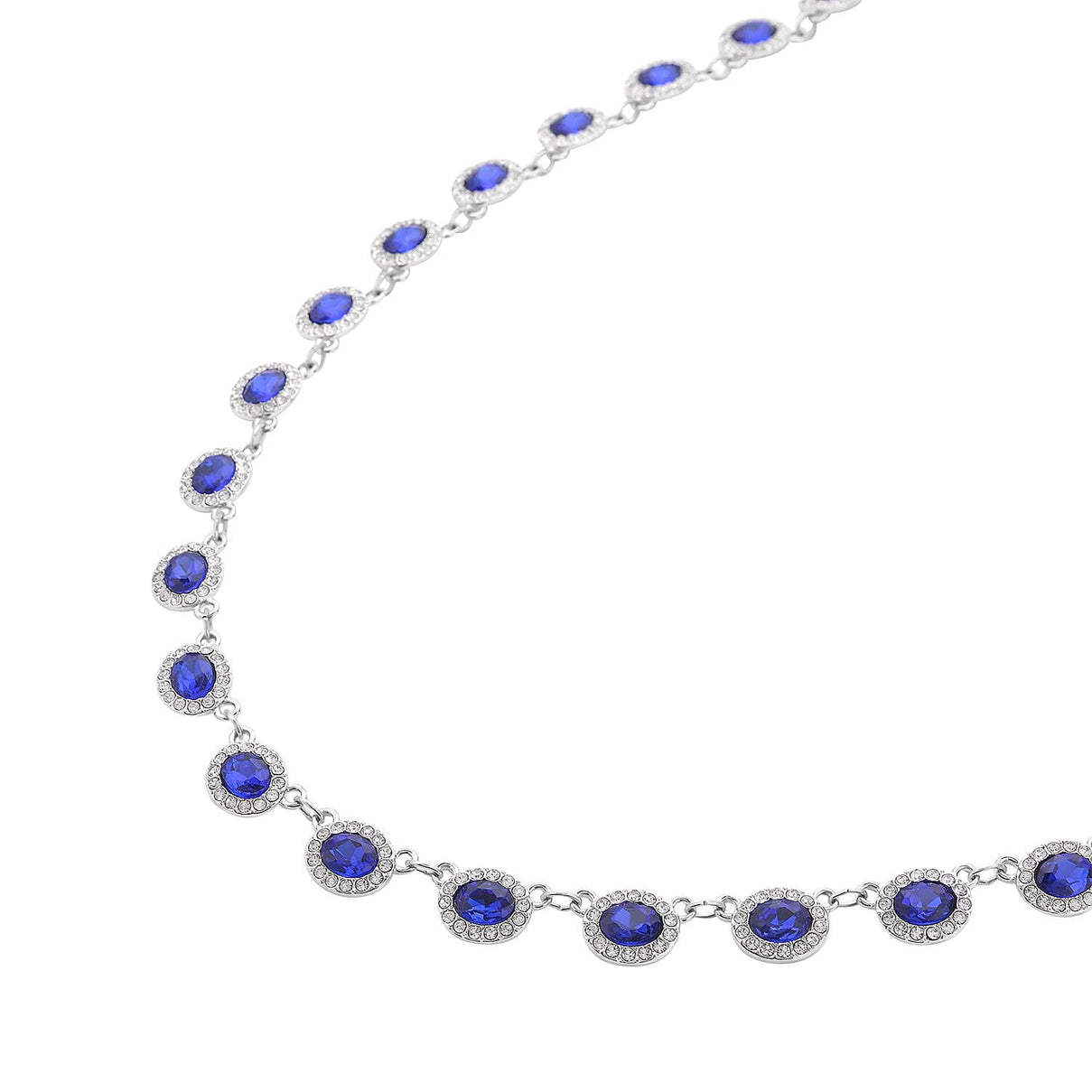 Simulated Blue Sapphire and Simulated Diamond Necklace (Size - 20) in Silver Tone 7239281 3