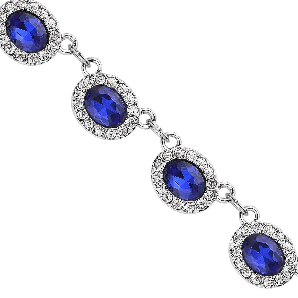 Simulated Blue Sapphire and Simulated Diamond Necklace (Size - 20) in Silver Tone 7239281 4