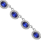 Simulated Blue Sapphire and Simulated Diamond Necklace (Size - 20) in Silver Tone