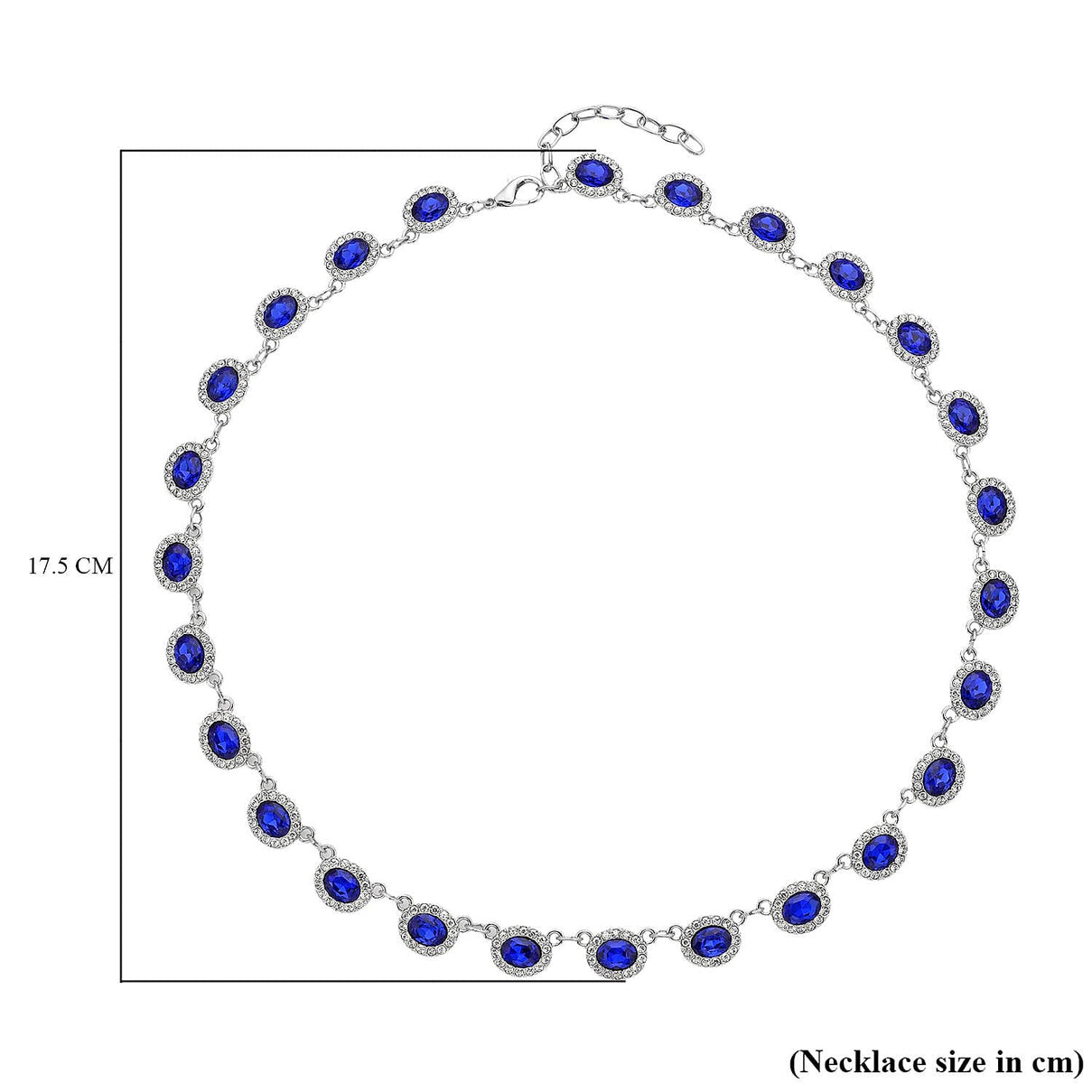 Simulated Blue Sapphire and Simulated Diamond Necklace (Size - 20) in Silver Tone 7239281 5