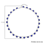 Simulated Blue Sapphire and Simulated Diamond Necklace (Size - 20) in Silver Tone