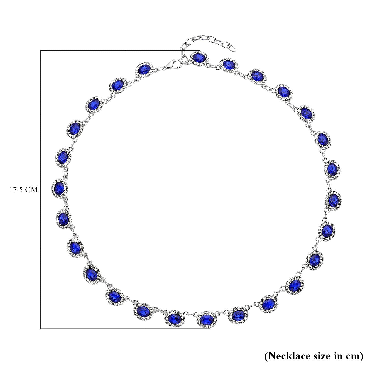 Simulated Blue Sapphire and Simulated Diamond Necklace (Size - 20) in Silver Tone 7239281 5